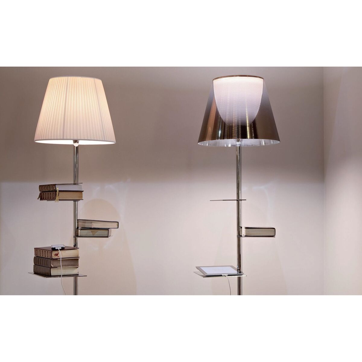 Bibliotheque Floor Lamp Chrome/ Fabric