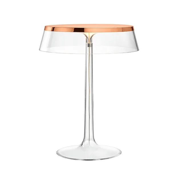Bon Jour Table Lamp Copper Frame and Transparent Shade