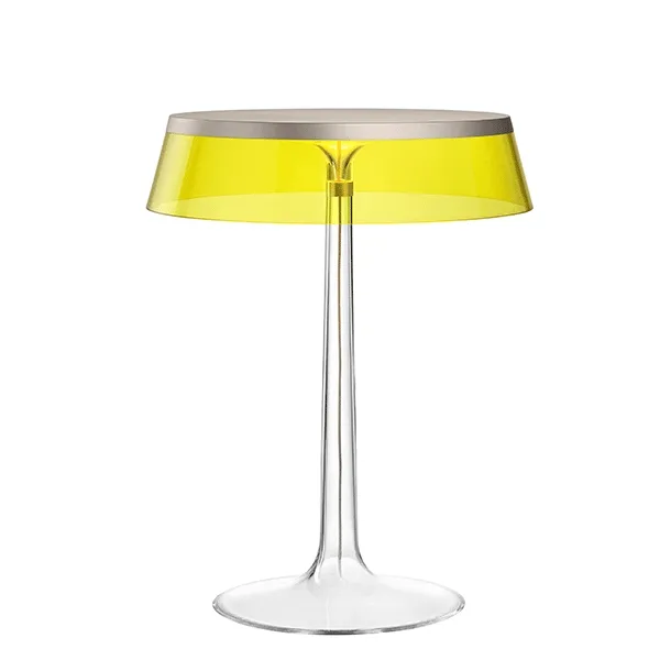 Bon Jour Table Lamp Mat Bronze Frame and Yellow Shade