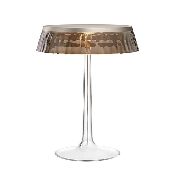Bon Jour Bordslampa Matt Brons Kropp och R&ouml;kf&auml;rgad Sk&auml;rm