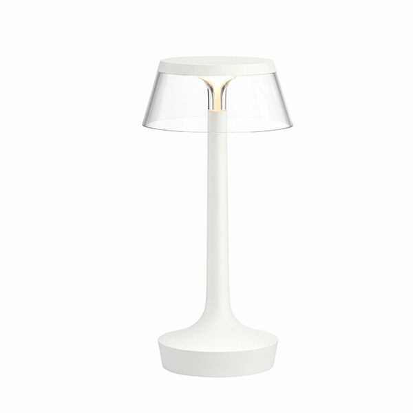 Bon Jour Unplugged Bordlampe Hvit Kropp og Transparent Skjerm