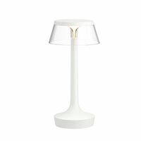 Bon Jour Unplugged Table Lamp White Frame and Transparent Shade