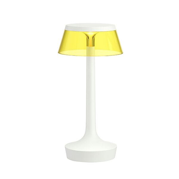 Bon Jour Unplugged Bordlampe Hvit Kropp og Gul Skjerm