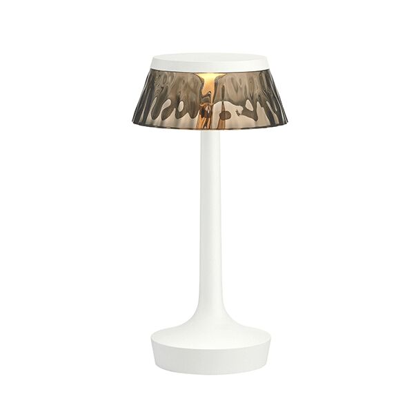 Bon Jour Unplugged Bordlampe Hvit Kropp og Røykfarget Skjerm