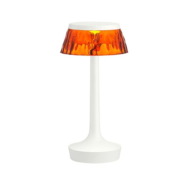 Bon Jour Unplugged Bordlampe Hvit Kropp og Rav Skjerm