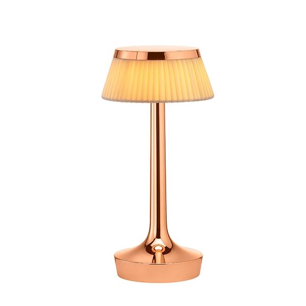 Bon Jour Unplugged Bordlampe Kobber Kropp og Stoff Skjerm