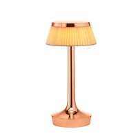 Bon Jour Unplugged Table Lamp Copper Frame and Textile Shade