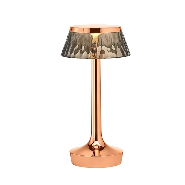 Bon Jour Unplugged Bordlampe Kobber Kropp og Røykfarget Skjerm
