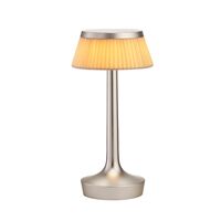 Bon Jour Unplugged Table Lamp Mat Bronze Frame and Textile Shade
