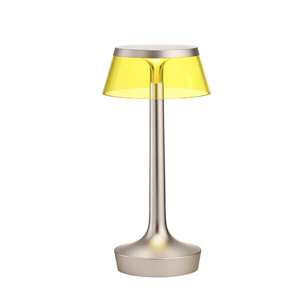 Bon Jour Unplugged Bordlampe Matt Bronse Kropp og Gul Skjerm