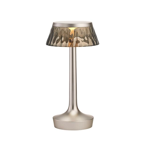 Bon Jour Unplugged Bordlampe Matt Bronse Kropp og Røykfarget Skjerm