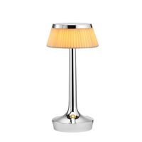 Bon Jour Unplugged Table Lamp Chrome Frame and Textile Shade