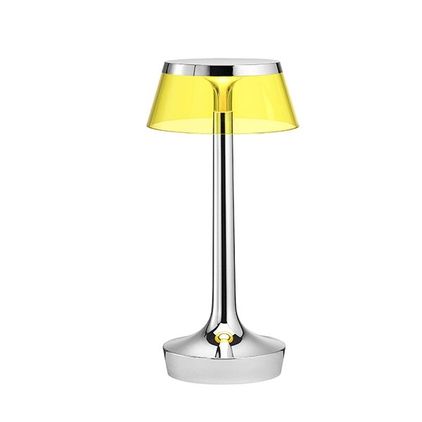 Bon Jour Unplugged Bordlampe Krom Kropp og Gul Skjerm