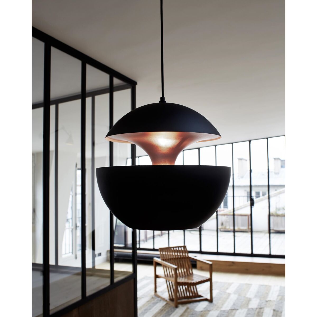Taklampe Sort & Kobber Ø17,5 cm