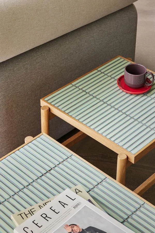 Tile Side Table Mint/ Nature