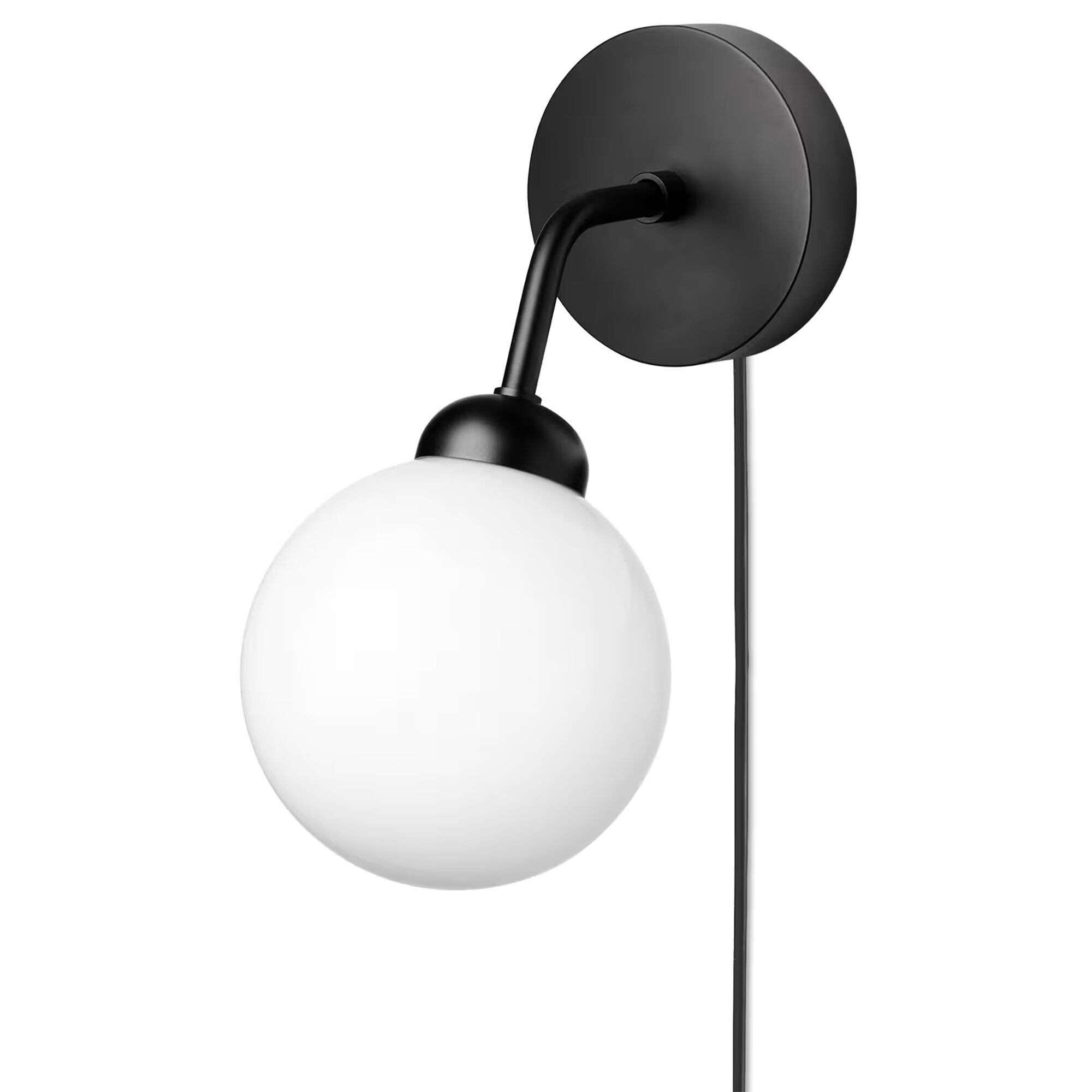 Apiales Applique Murale Noir Satiné Avec Câble