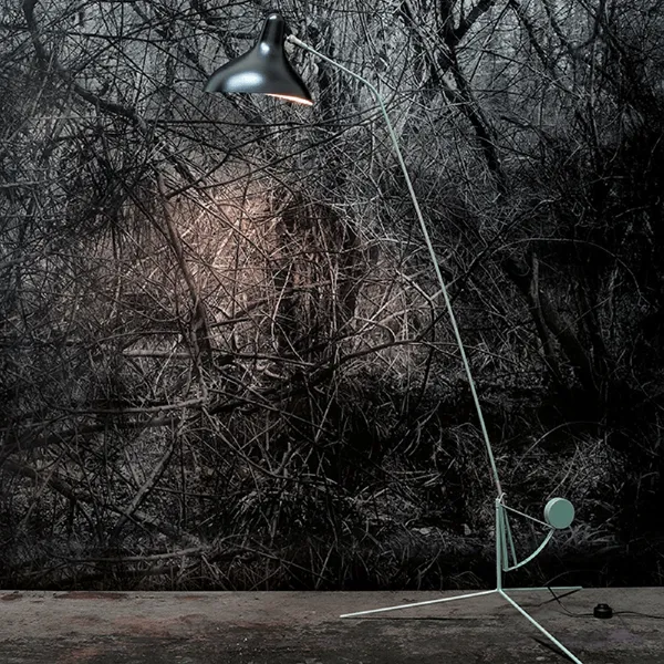 Mantis BS1 B Gray- Green and Black Floor Lamp Round Base