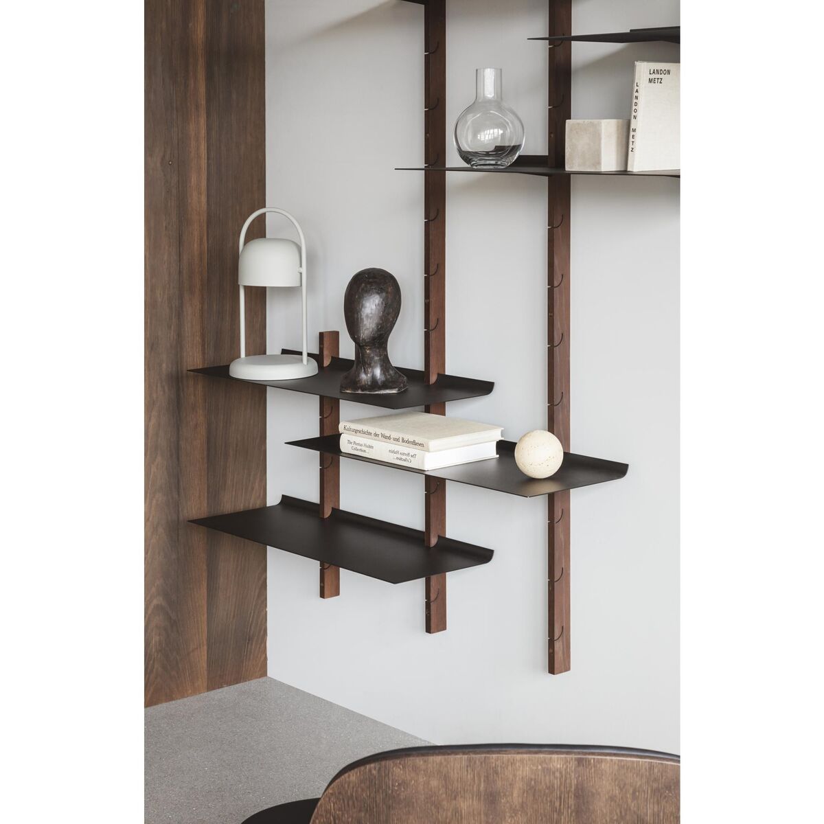 Please Wait to be Seated Smile Shelf Bracket Long Smoked Oak
