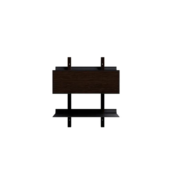 Please Wait to be Seated Smile Bedside Table With Shelf Smoked Oak/ Black