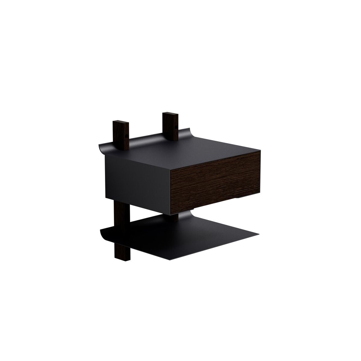 Please Wait to be Seated Smile Bedside Table With Shelf Smoked Oak/ Black