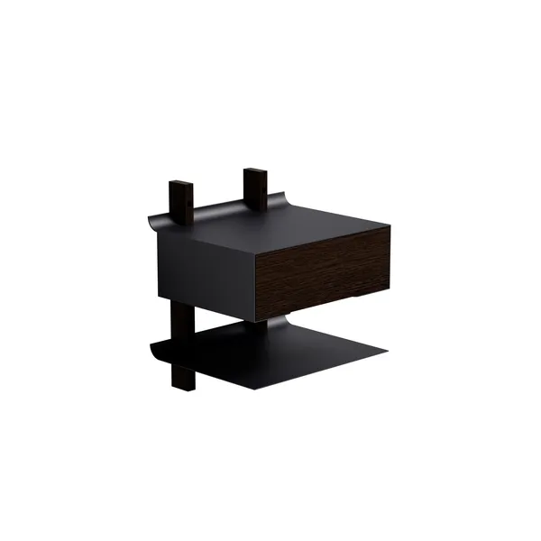 Please Wait to be Seated Smile Bedside Table With Shelf Smoked Oak/ Black