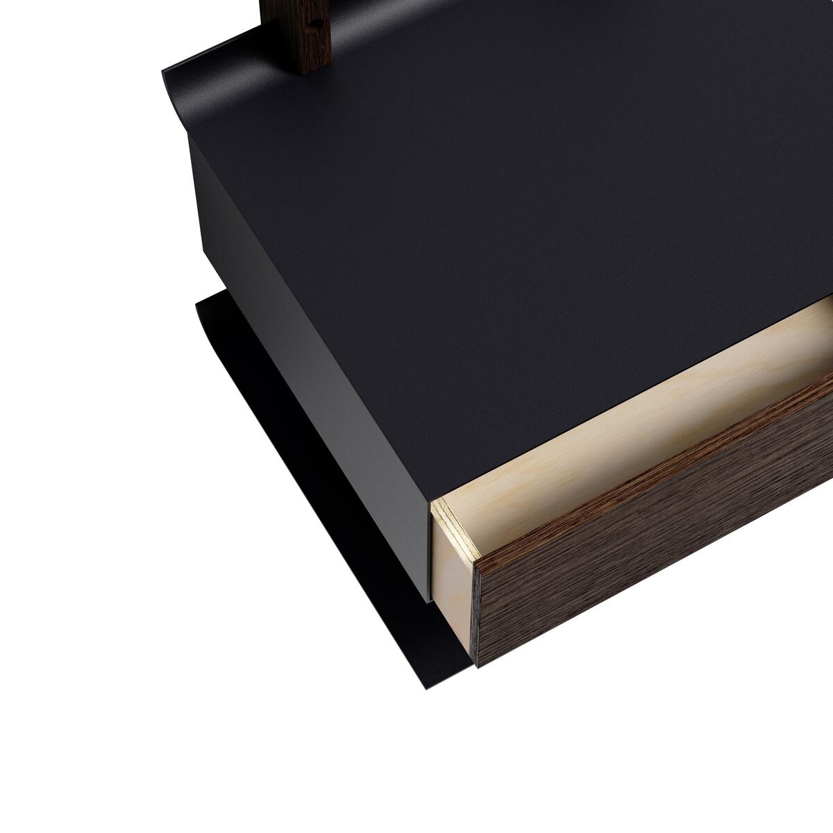 Please Wait to be Seated Smile Bedside Table With Shelf Smoked Oak/ Black