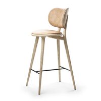 The High Stool Barstool w. Back Matt Lacquered Oak 74 cm