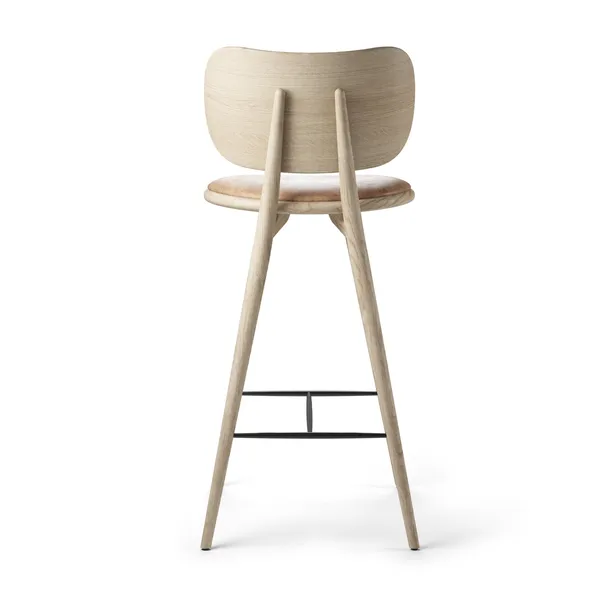 The High Stool Barstool w. Back Matt Lacquered Oak 74 cm