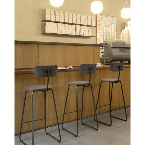 Earth Bar Stool With Backrest 74 cm Coffee Light