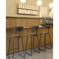 Earth Bar Stool With Backrest 74 cm Coffee Light