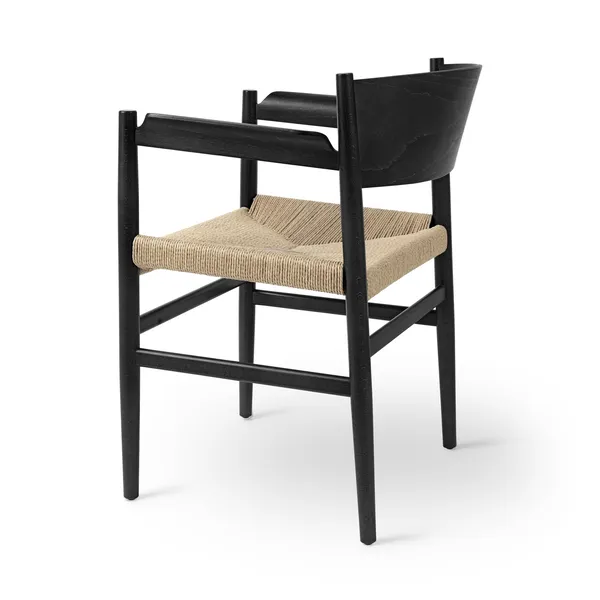 Nestor Dining Chair w. Armrests Black Beech/Paper Yarn