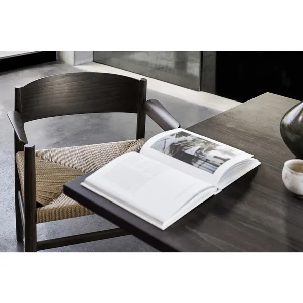 Nestor Dining Chair w. Armrests Black Beech/Paper Yarn