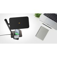 Talia Table Lamp Gray/ Silver with Wireless Charger