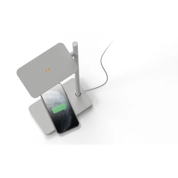 Talia Table Lamp Gray with Wireless Charger