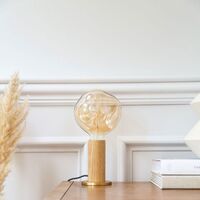 Knuckle Tischlampe Eiche mit Voronoi-I Birne