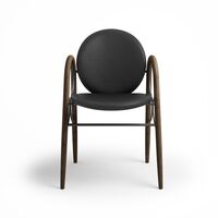 Arkade Dining Chair Frame In Black Metal And Smoked Oak With Upholstery In Black Leather