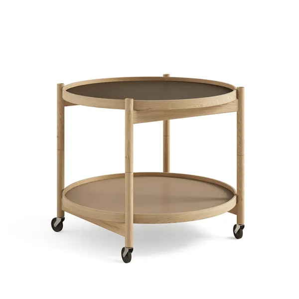 Bølling Tray Table Ø50 Beech Oiled with Panels in Beige/ Brown