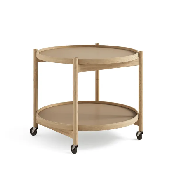Bølling Tray Table Ø50 Beech Oiled with Panels in Beige/ Brown