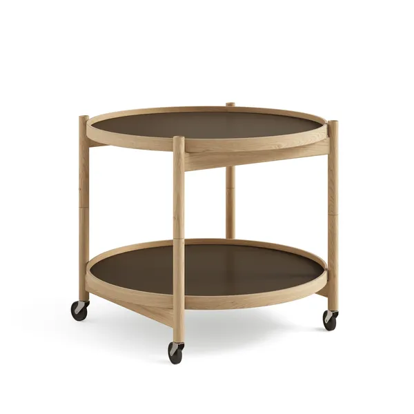 Bølling Tray Table Ø50 Beech Oiled with Panels in Beige/ Brown