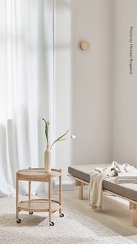 Bølling Tray Table Ø50 Beech Oiled with Panels in Beige/ Brown