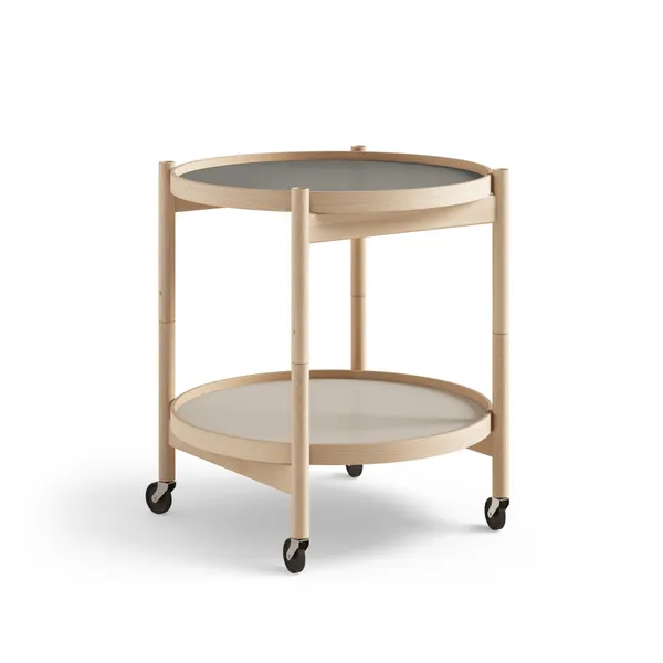 Bølling Tabletttisch Ø50 Buchenholz Geölt mit Platten in Grau/ Grau