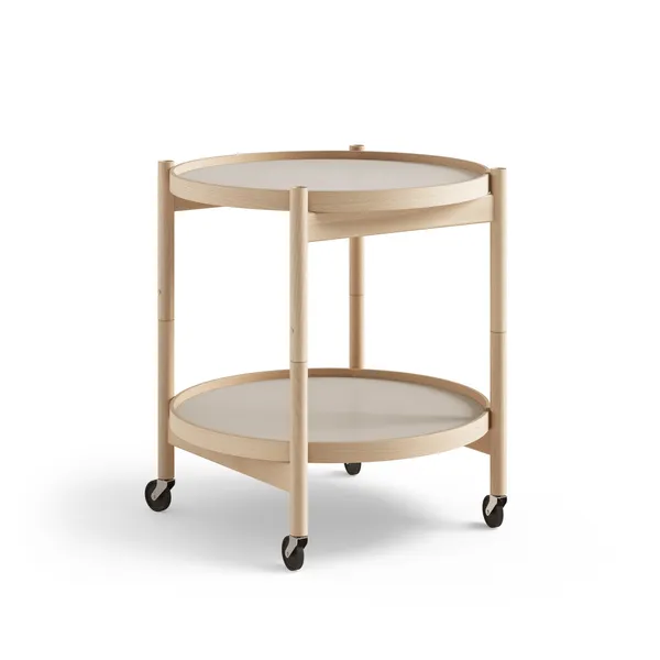 Bølling Tabletttisch Ø50 Buchenholz Geölt mit Platten in Grau/ Grau