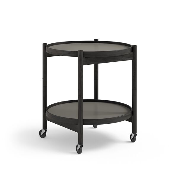Bølling Tabletttisch Ø50 Eiche Schwarz Lackiert mit Platten in Grau/ Grau