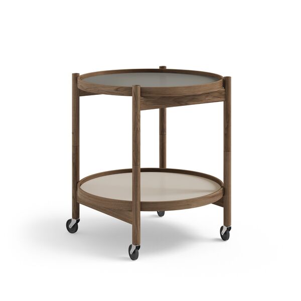 Bølling Tray Table Ø50 Smoked Oak with Plates in Gray/Dark Gray
