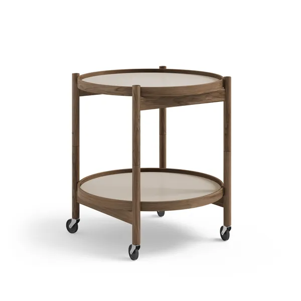 Bølling Tray Table Ø50 Räuchereiche mit Platten in Grau/ Grau