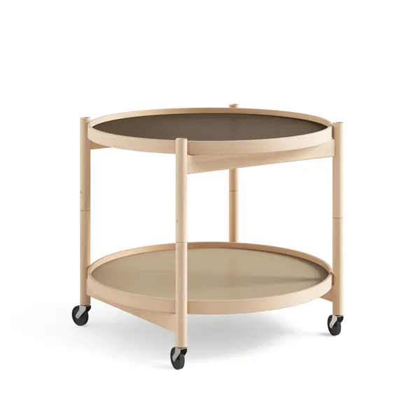 Bølling Tray Table Ø60 Beech Oiled with Panels in Beige/ Brown