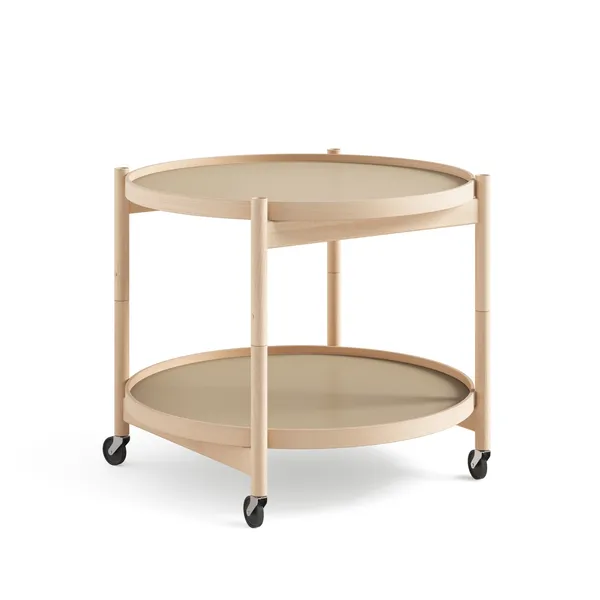 Bølling Tray Table Ø60 Beech Oiled with Panels in Beige/ Brown