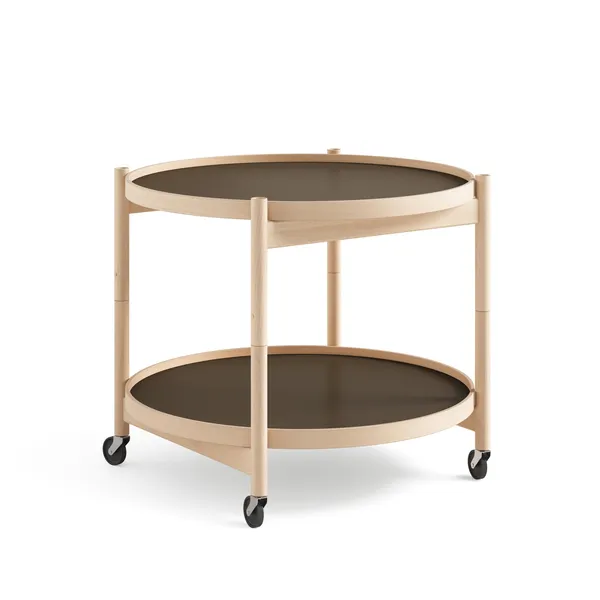 Bølling Tray Table Ø60 Beech Oiled with Panels in Beige/ Brown