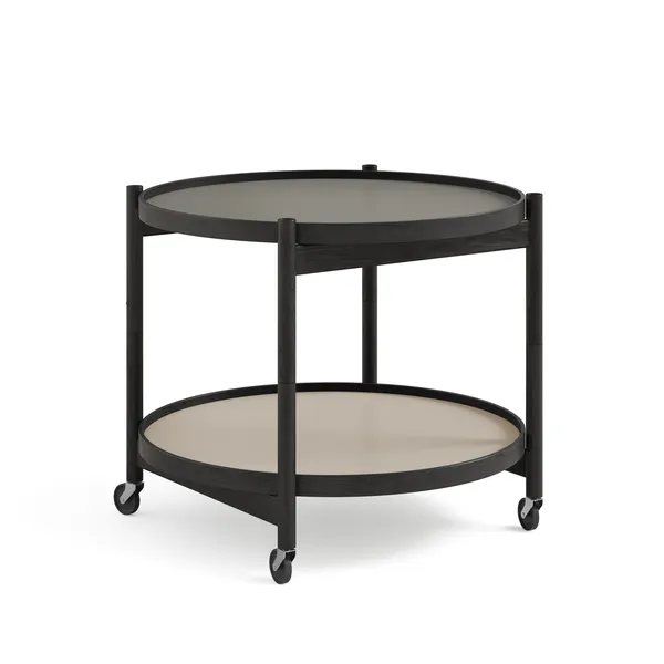 Bølling Tabletttisch Ø60 Eiche Schwarz Lackiert mit Platten in Grau/ Grau
