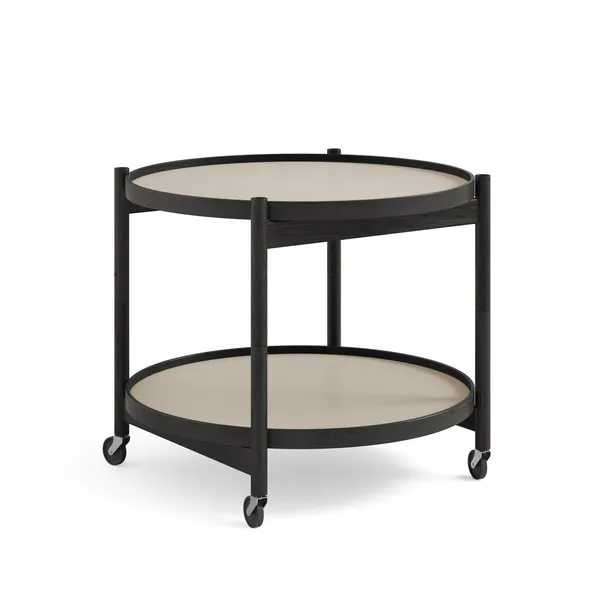 Bølling Tabletttisch Ø60 Eiche Schwarz Lackiert mit Platten in Grau/ Grau